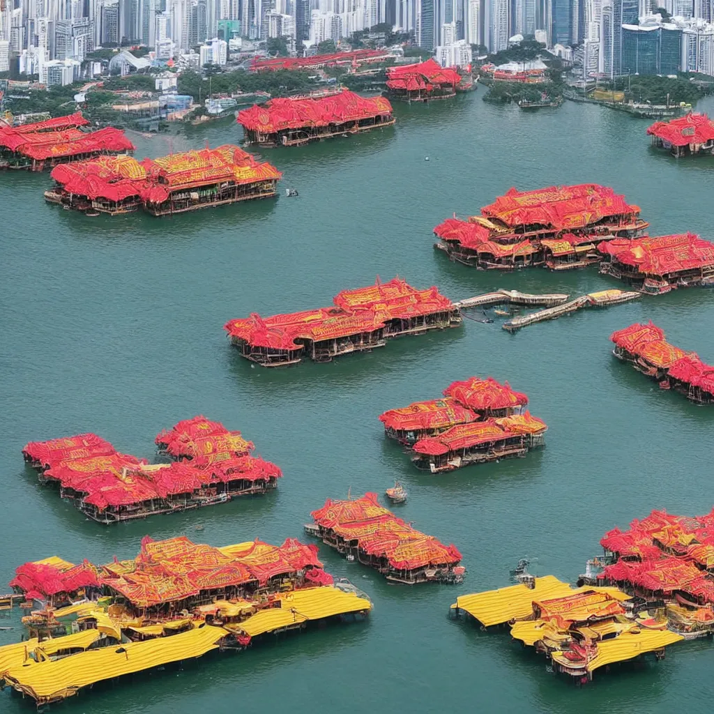 Prompt: the iconic hong kong floating restaurant jumbo kingdom has relocated to singapore