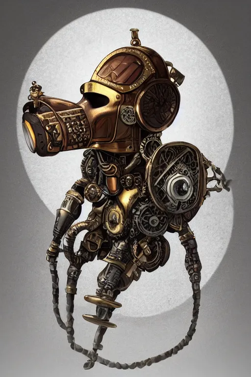 Image similar to steampunk helmet fantasy art mask robot ninja stylized digital illustration sharp focus, elegant intricate digital painting artstation concept art global illumination ray tracing advanced technology chaykin howard and campionpascale and cooke darwyn and davis jack