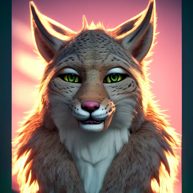 Image similar to the portrait of anthropomorphic lynx fursona, icon, logo, face only, avatar, telegram sticker, by furaffinity, anime, manga, kim jung gi, irakli nadar, intricate linework, white fur, unreal engine 5 highly rendered, global illumination, radiant light, detailed and intricate environment