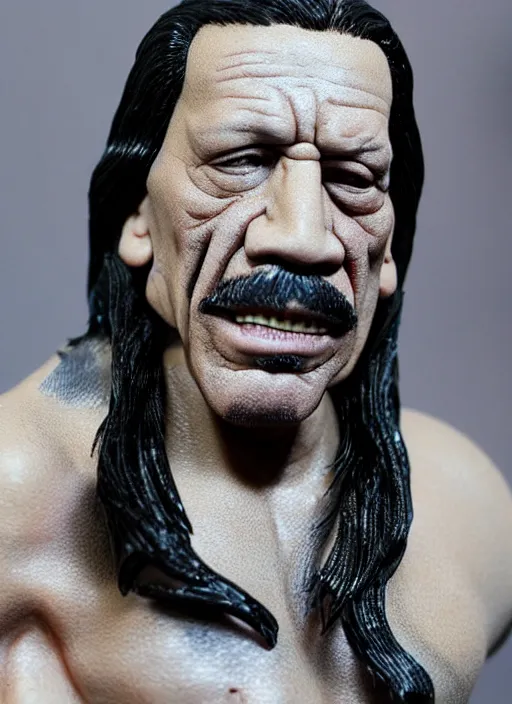 Prompt: danny trejo, an action figure of danny trejo figurine, realistic face, detailed product photo