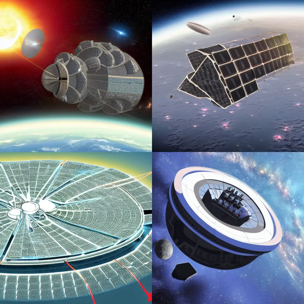 Prompt: As the constellation grows, giant fusion-powered spacecraft will push rotating super-stations with artificial gravity into highly inclined orbits. Vast ziggurat cities carved out of solid billion-year-old space rock will be landed on the artificial plain, and space cowboys will range out from them, tending to the herds.