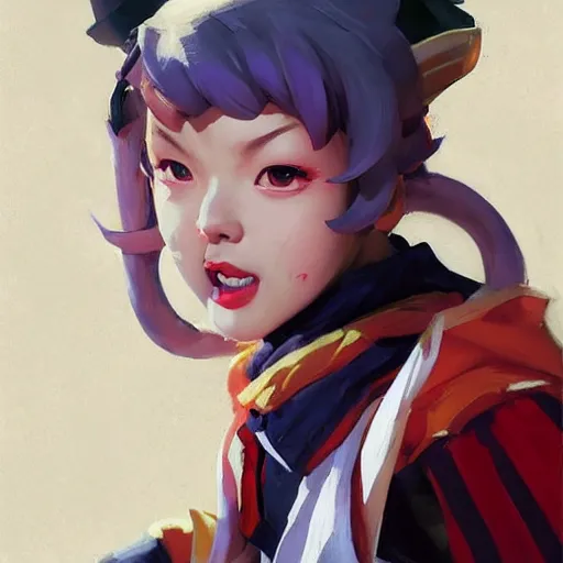 Image similar to greg manchess portrait painting of himiko toga as overwatch character, medium shot, asymmetrical, profile picture, organic painting, sunny day, matte painting, bold shapes, hard edges, street art, trending on artstation, by huang guangjian and gil elvgren and sachin teng