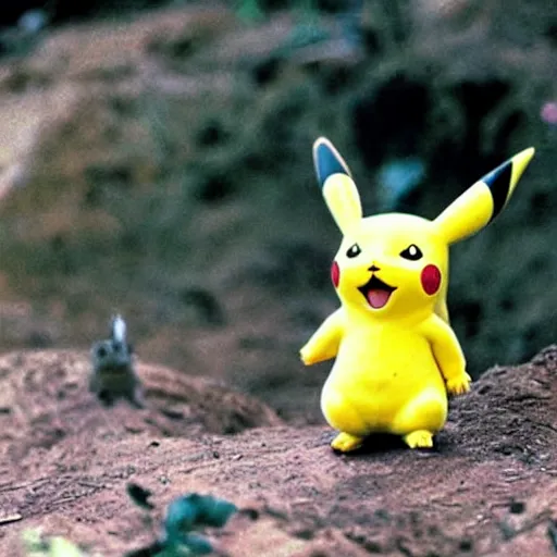 Image similar to The first pikachu found in nature, circa 1992, photograph