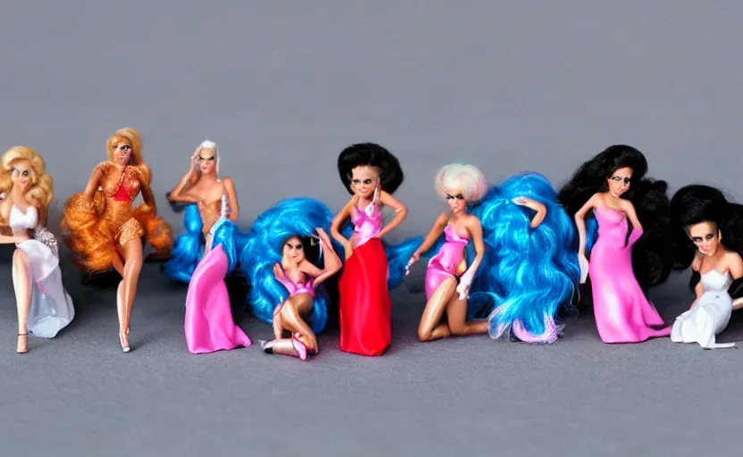 Prompt: cute little miniature drag race figurines