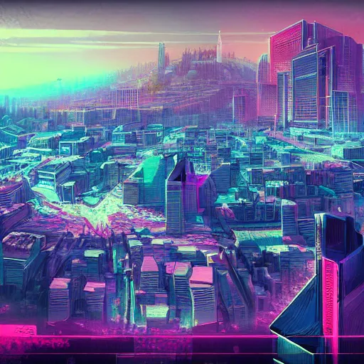 Image similar to futuristic jerusalem, retrowave epic art, trending on artstation