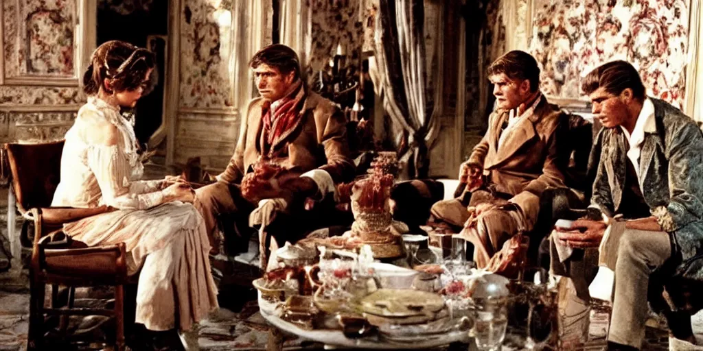 Prompt: a scene from the leopard by luchino visconti with burt lancaster and claudia cardinale set in sicily in the 1 9 th century. technicolor!!!!, masterpiece cinematic, vivid colors