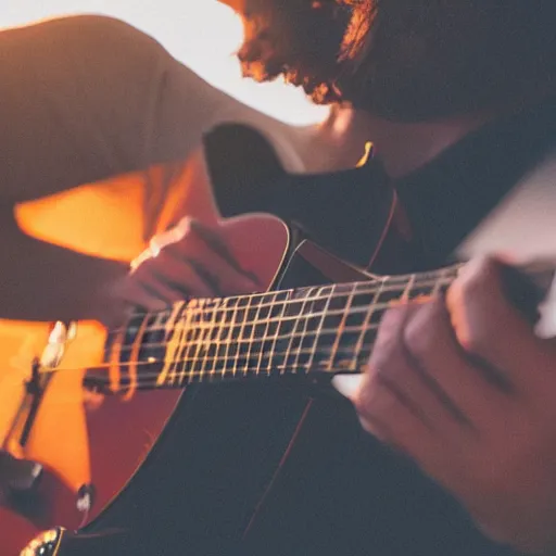 Prompt: sloth playing guitar, golden hour