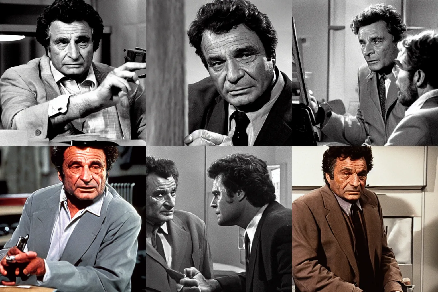 Prompt: peter falk as a detective in doom