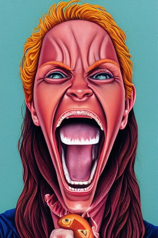 Image similar to portrait of crazy screaming beaing by casey weldon, detailed, realistic skin color