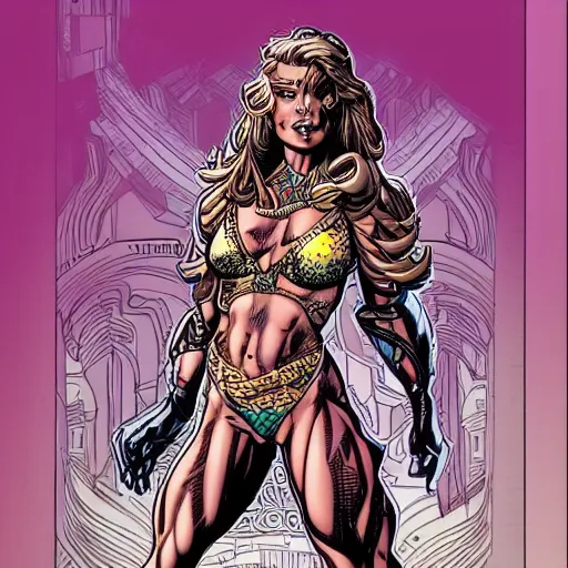 Image similar to a stunning female character by Arthur Adams