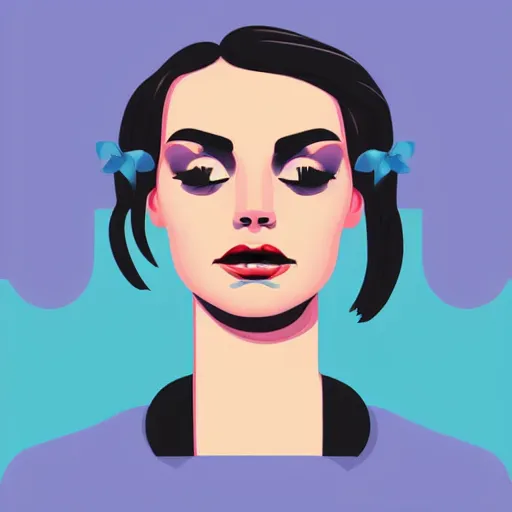 Image similar to a woman's face with a blue background, vector art by tom whalen, featured on behance, pixel art, flat shading, black background, character