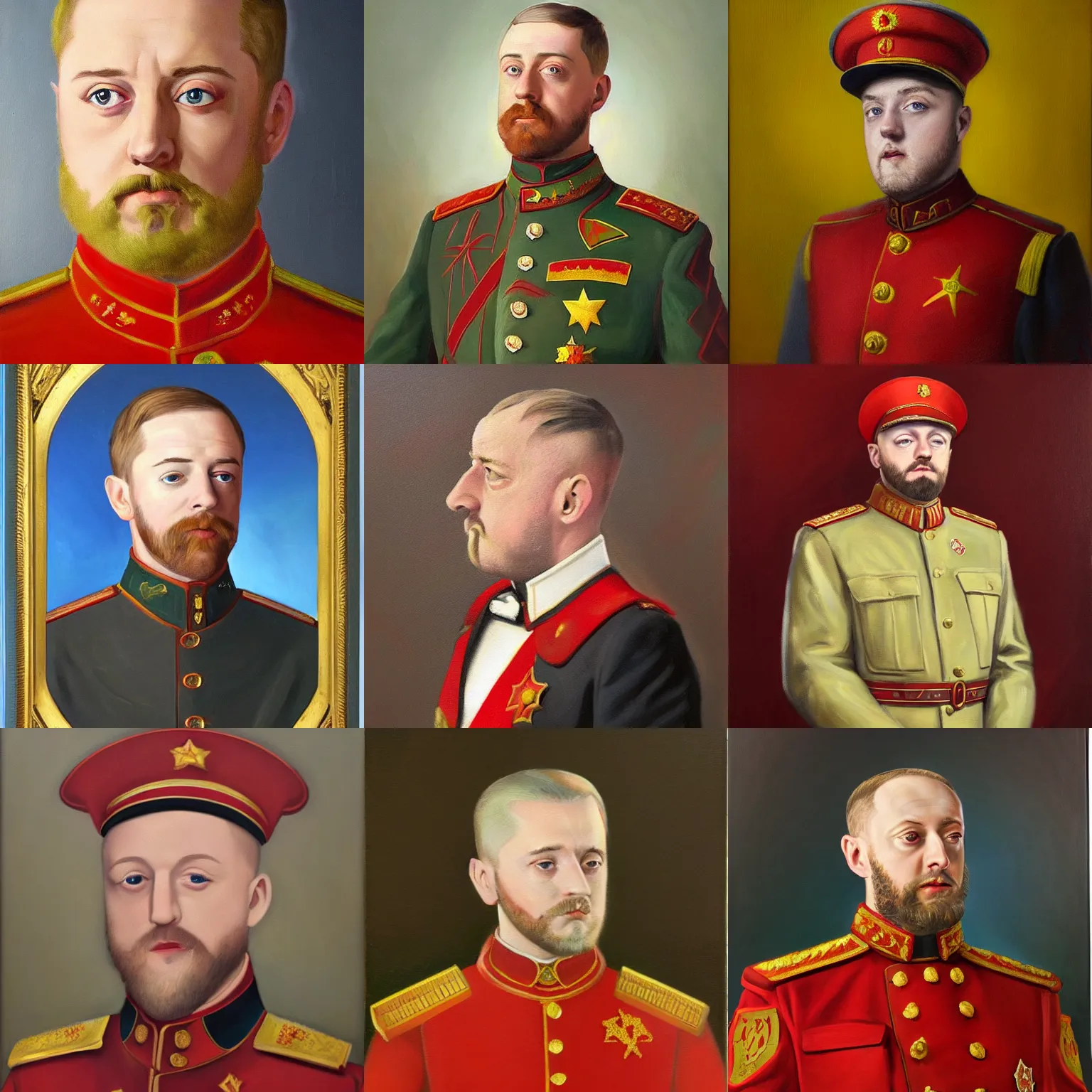 Prompt: portrait of soviet emperor mac miller, 1942. oil on canvas portrait of the dear leader trending on artstation