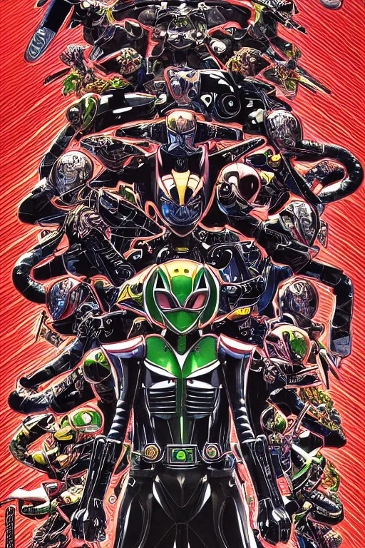 Image similar to kamen rider, symmetrical, by yoichi hatakenaka, masamune shirow, josan gonzales and dan mumford, deayami kojima, takato yamamoto, barclay shaw, karol bak, yukito kishiro