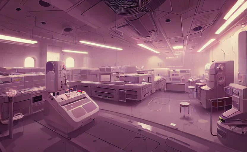 Image similar to Interior shot of a futuristic laboratory by Petros Afshar and Beeple, James Gilleard, Mark Ryden, Wolfgang Lettl highly detailed