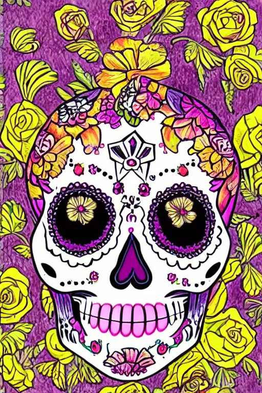 Image similar to Illustration of a sugar skull day of the dead girl, art by mike worall