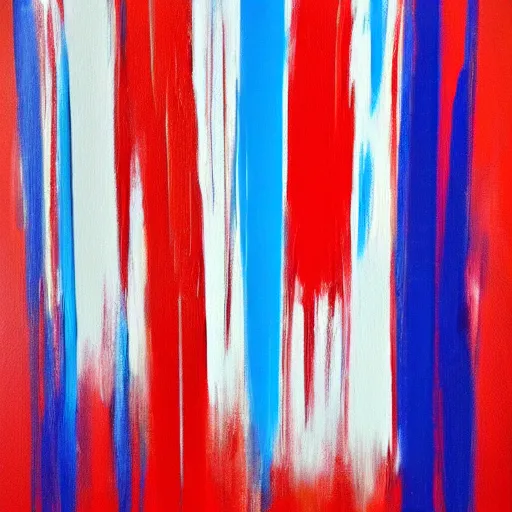 Prompt: simple abstract acyrilic painting on canvas using primary red and blue paint