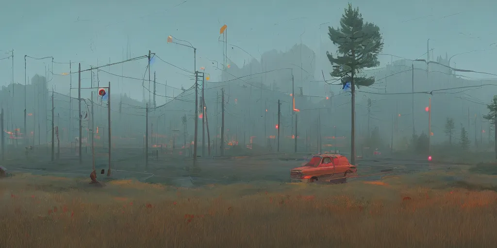 Image similar to digital painting by Simon Stalenhag