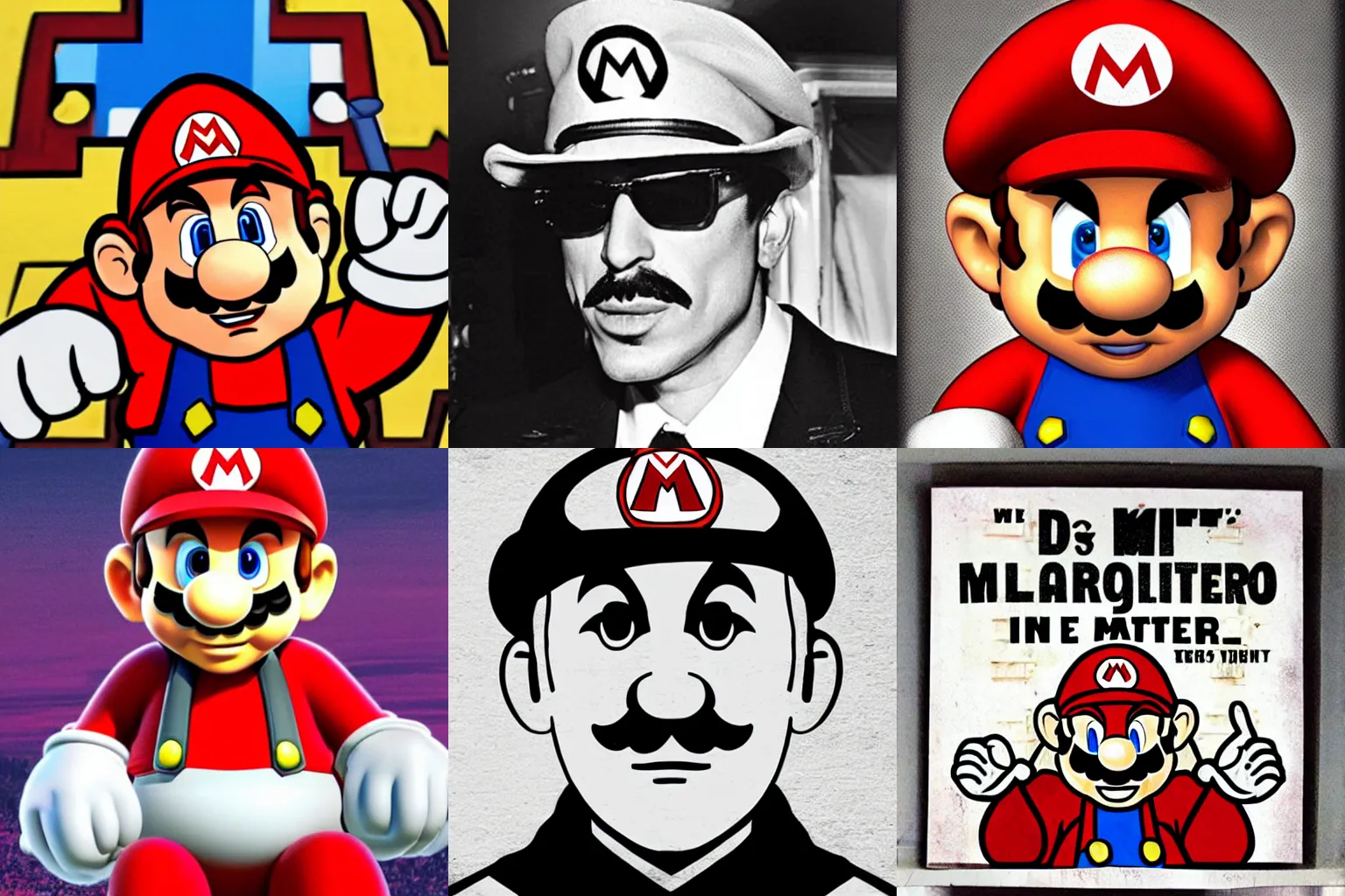 Prompt: mario as a gangster, don corlione