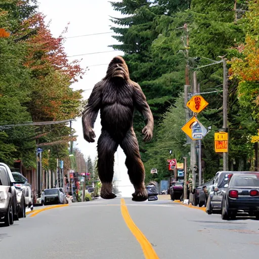 Image similar to bigfoot walking down the street in downtown Bremerton Washington