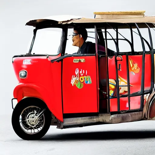 Prompt: an open frame tuk tuk