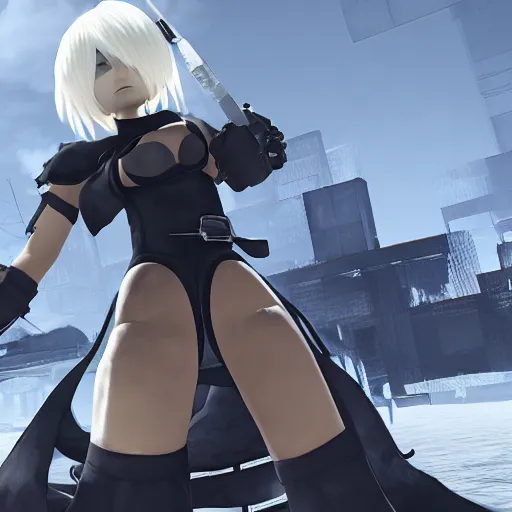 Image similar to Walter White as 2B from Nier Automata, Nier Automata, Screenshot