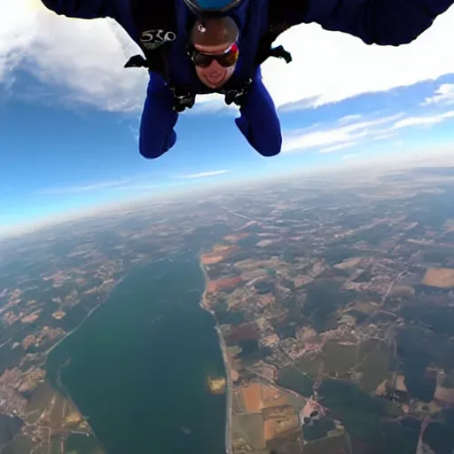 Prompt: skydiving GoPro perspective