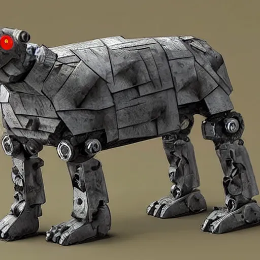 Image similar to hybrid of a cyborg dog and a stone golem.