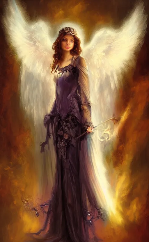 Image similar to Angel knight gothic girl. By Konstantin Razumov, Fractal flame, chiaroscuro, highly detailded