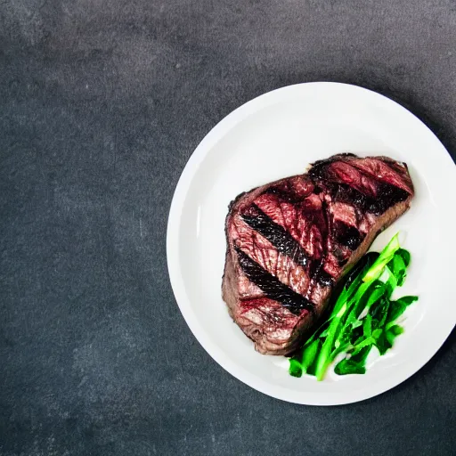 Image similar to A perfectly guitar shaped perfectly cooked rare steak, blue meat, food photography, 35mm, macro