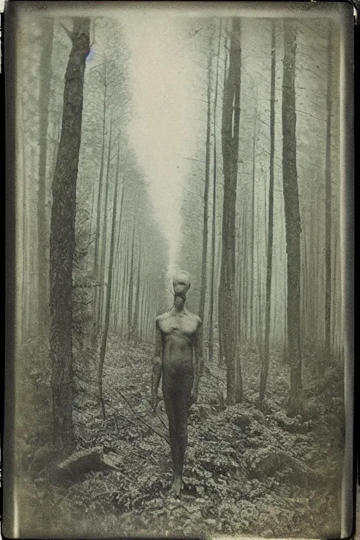 Image similar to the man of the forest, surreal, 1 9 1 0 polaroid photo