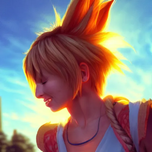 Prompt: tabby cat, golden hour, fantasy, sharp focus, digital art, hyper realistic, 4 k, unreal engine, highly detailed, hd, dramatic lighting by brom, trending on artstation, goku hairstyle