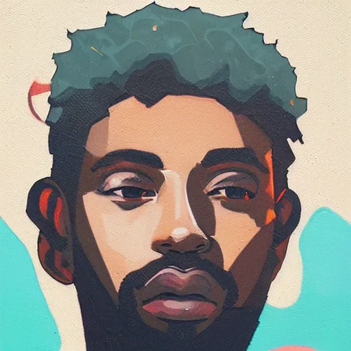 Prompt: Brent Faiyaz profile picture by Sachin Teng, asymmetrical, Organic Painting , Matte Painting, geometric shapes, hard edges, graffiti, street art:2 by Sachin Teng:4