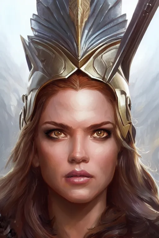 Image similar to amazon valkyrie athena, d & d, fantasy, portrait, highly detailed, headshot, digital painting, trending on artstation, concept art, sharp focus, illustration, art by artgerm and greg rutkowski and magali villeneuve