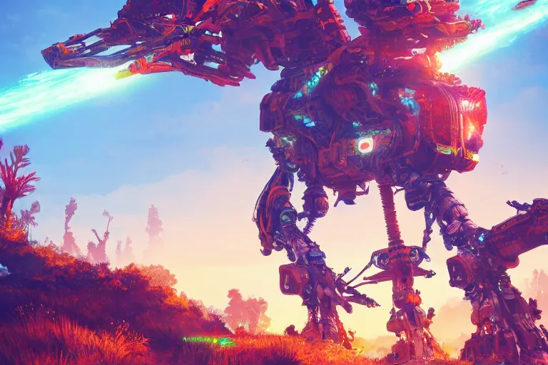 Image similar to sunwing machine mecanical creature robot of horizon forbidden west horizon zero dawn bioluminiscence global illumination ray tracing hdr fanart arstation by ian pesty and alena aenami artworks in 4 k