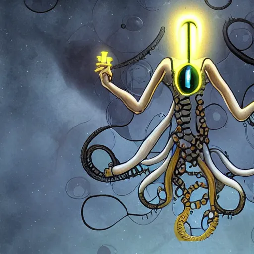 Image similar to GLaDOS as a lovecraftian God