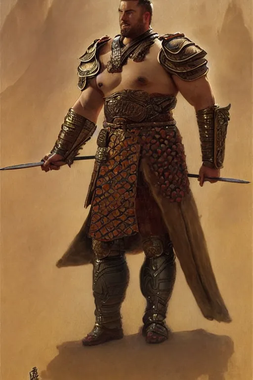 Image similar to attractive beefy male with armor, tang dynasty, character design, painting by gaston bussiere, craig mullins, j. c. leyendecker, tom of finland