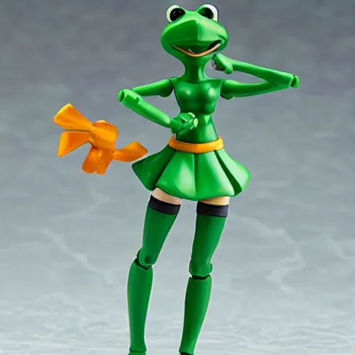 Image similar to Figma figurine of an anime girl dressed up as a frog, cute