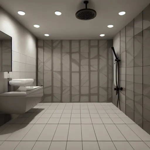 Image similar to isometric style bathroom, modern, 3 d render