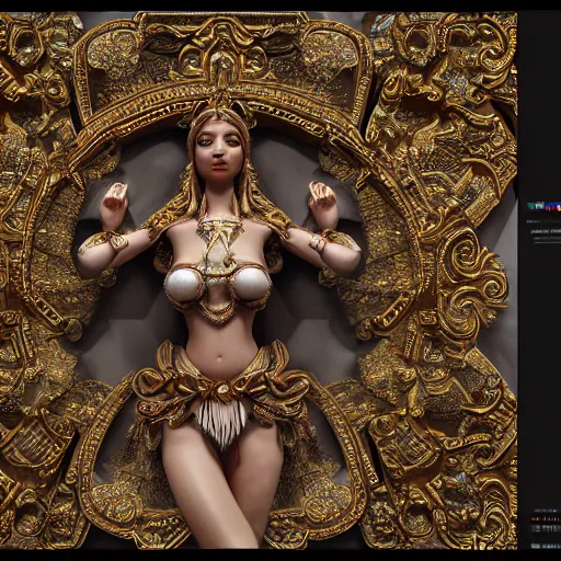 Image similar to godly princess, ornate and intricate, hyper detailed, octane render, 4 k