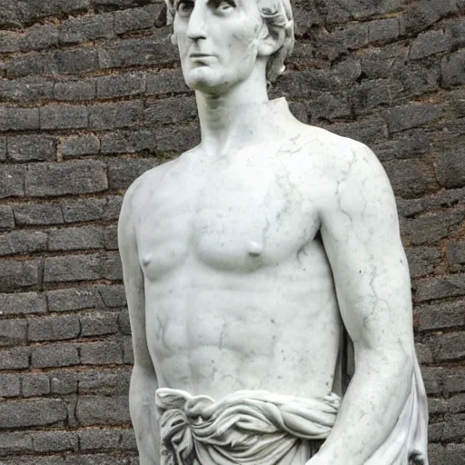 Prompt: a cracked roman marble statue of simon bolivar