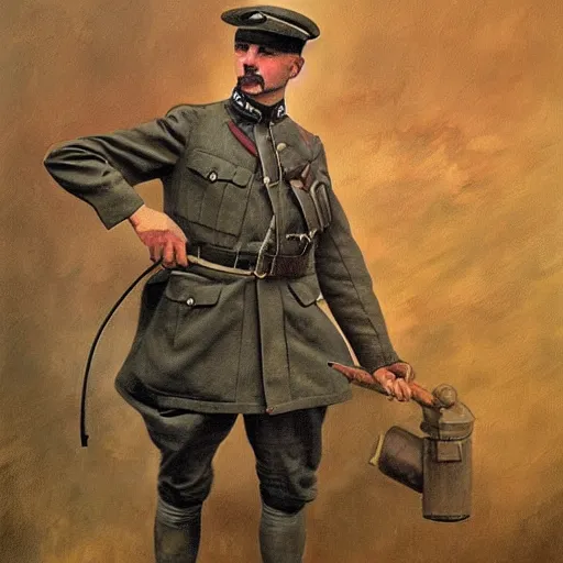 Prompt: a beautiful extremely complex painting of a man in ww 1 fighting digital painting