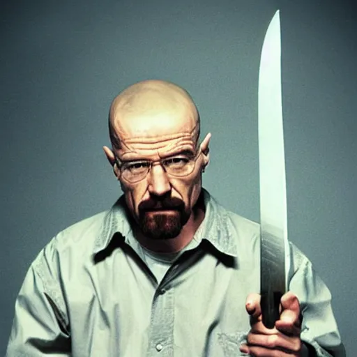 Image similar to walter white holding a sword