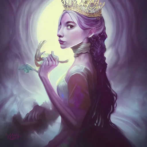 Prompt: Portrait of a beautiful ghost princess in a haunted mansion, by Michelle Fus, incredible quality, trending on artstation