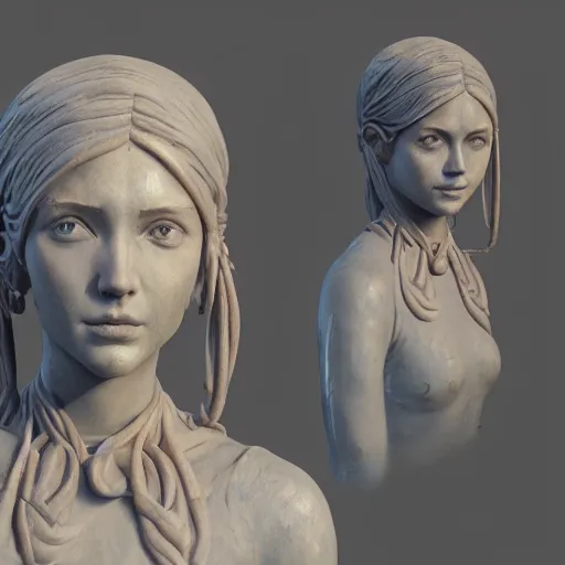 Image similar to portrait of statue girl, 8 k uhd, unreal engine, octane render in the artstyle of finnian macmanus, john park and greg rutkowski