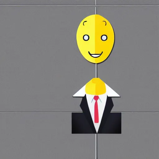 Image similar to a man wearing a suit lemon head