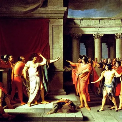 Prompt: of julius caesar, epic painting by jacques - louis david, 1 8 1 9