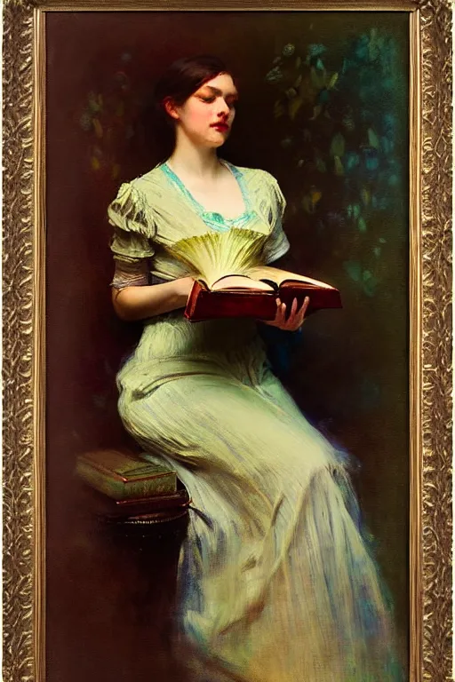 Image similar to soft colorsphotograph imax and solomon joseph solomon and richard schmid and jeremy lipking victorian loose genre loose painting full stack of books, bookish, book lover, bookshop