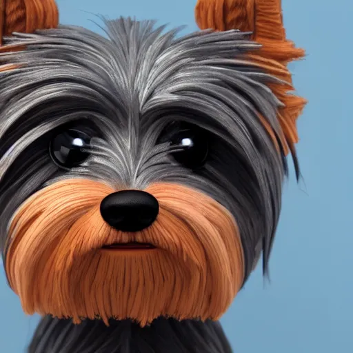 Image similar to a closeup photorealistic illustration of a smiling knitted yorkshire terrier. this 4 k hd image is trending on artstation, featured on behance, features intricate detail