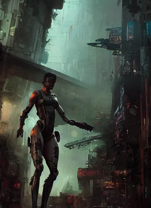 Image similar to hyper realistic photo of prehistoric cyberpunk milla jovovich, full body, rule of thirds, conceptart, saturated colors, cinematic, greg rutkowski, brom, james gurney, mignola, craig mullins, artstation, cgsociety