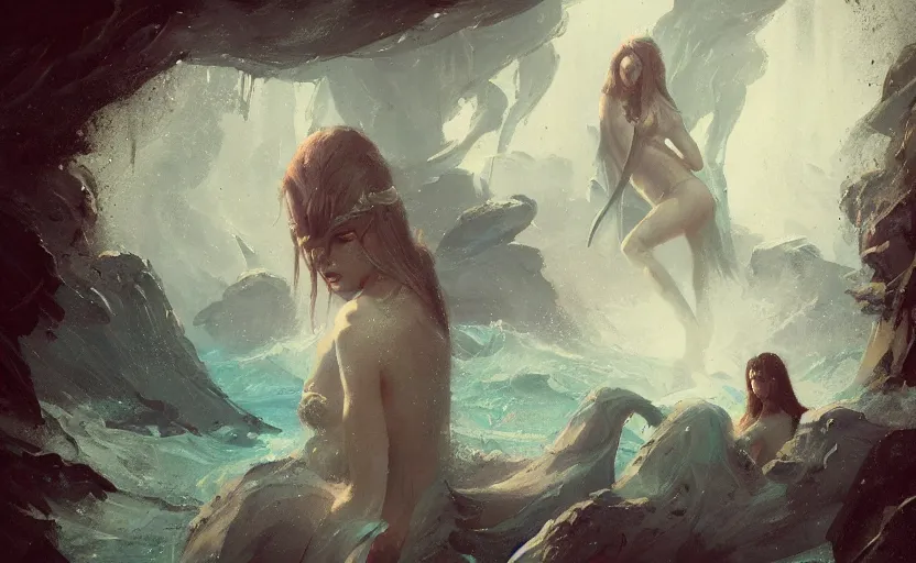 Image similar to A painting of Sirens trending on artstation in the style of Greg Rutkowski